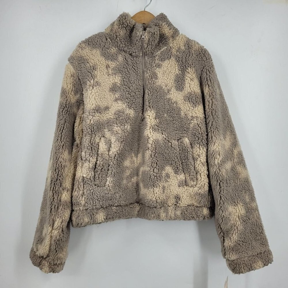 Sage Collective Jet Setter Faux Shearling Teddy 1/4 Zip Pullover Size L NWT $85
